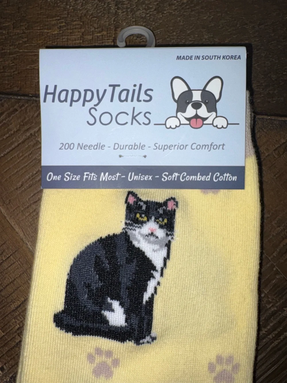 Happy Tails Yellow Cat Pattern Socks for Cat Lovers